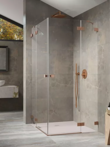 Zuhanykabin, Radaway Essenza Pro Brushed Copper KDD szögletes zuhanykabin 80x100 átlátszó