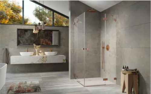 Zuhanykabin, Radaway Essenza Pro Brushed Copper KDD szögletes zuhanykabin 80x100 átlátszó