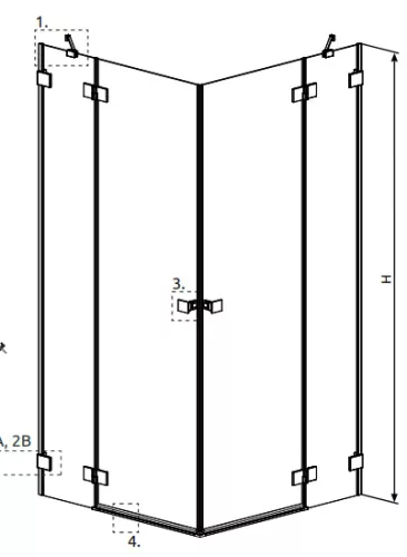 Zuhanykabin, Radaway Essenza Pro Brushed GunMetal KDD szögletes zuhanykabin 80x90 átlátszó