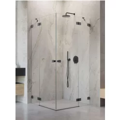   Zuhanykabin, Radaway Essenza Pro Brushed GunMetal KDD szögletes zuhanykabin 90x80 átlátszó