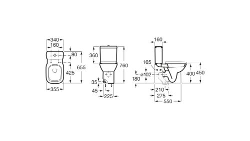 Öblítőtartály, Roca A341993000 Debba DualFlush alsó bekötésű wc-tartály