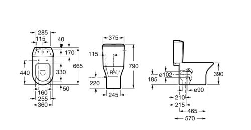 Öblítőtartály, Roca Nexo A341640000 tartály tetővel és kétgombos mechanizmussal (3/6 L)