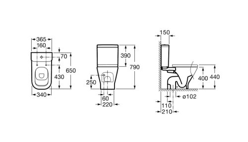 Öblítőtartály, Roca The Gap A341470000 WC tartály tetővel és kétgombos mechanizmussal 4,5/3L