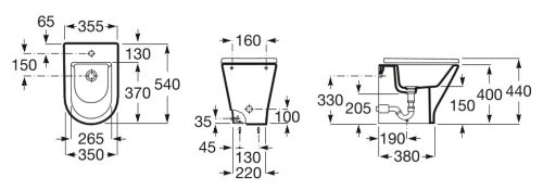 Bidé, Roca The Gap A3570N7000 Round falhoz tolható álló bidé