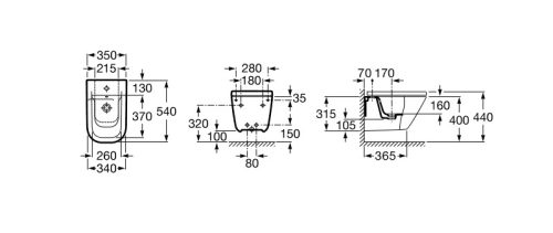 Bidé, Roca The Gap A357475000 fali bidé 540 mm hosszú