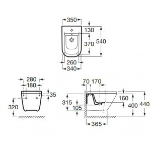 Bidé, Roca The Gap A357476000 fali bidé, rejtett rögzítéssel 540 mm hosszú