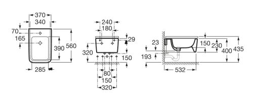 Bidé, Roca Inspira A357535000 Square fali bidé