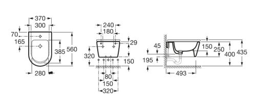 Bidé, Roca Inspira A357525000 Round fali bidé 560 mm hosszú