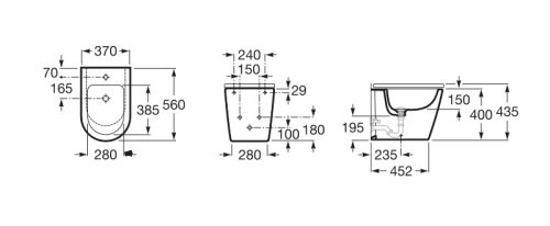 Bidé, Roca Inspira A357527000 Round falhoz illeszkedő álló bidé 560 mm hosszú