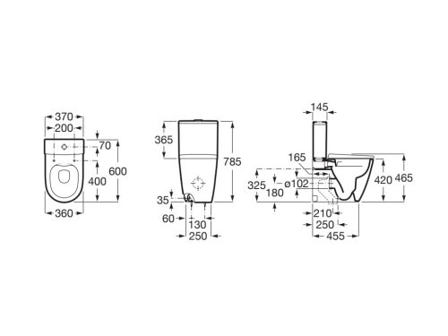 Öblítőtartály, Roca Ona A341680000 monoblokkos Wc tartály, 4,5/3 L, oldalsó bekötésű, fehér