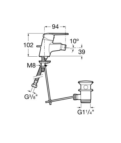 Bidé csaptelep, Roca A5A6025C00 Victoria keverőcsaptelep bidéhez
