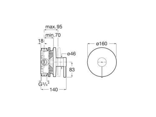Falba süllyesztett csaptelep, Roca Ona A5A2B9ERG0 falsíkon belüli kád/zuhany csaptelep, 1 funkció