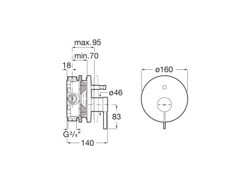 Falba süllyesztett csaptelep, Roca Ona A5A0B9ENB0 falsík alatti 2 utas zuhanycsaptelep matt feket