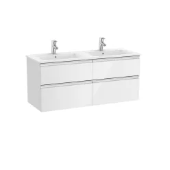   Alsó szekrény, Roca The Gap A851483806 mosdószekrény dupla mosdóval fényes fehér 120 cm