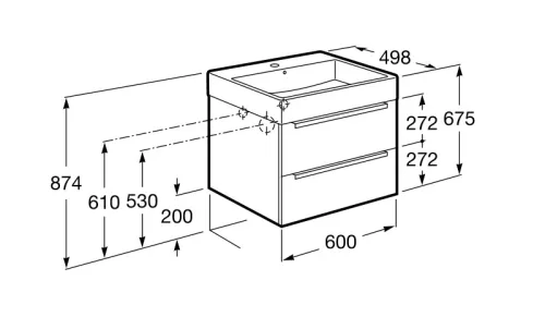 Alsó szekrény, Roca Inspira A851075402 Unik alsószekrény mosdóval 60x50 cm texturált városi tölgy