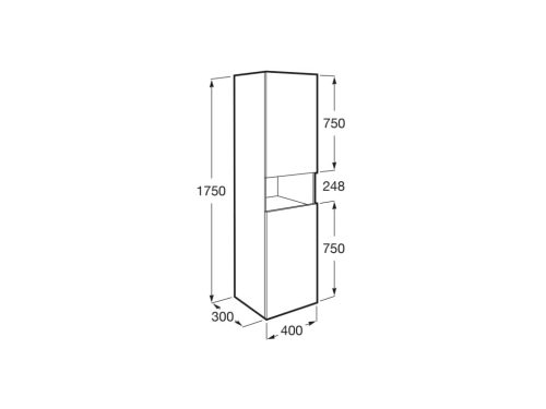 Álló szekrény, Roca Ona A857636513 kétajtós álló fürdőszoba szekrény nyitott polccal 175 cm,matt