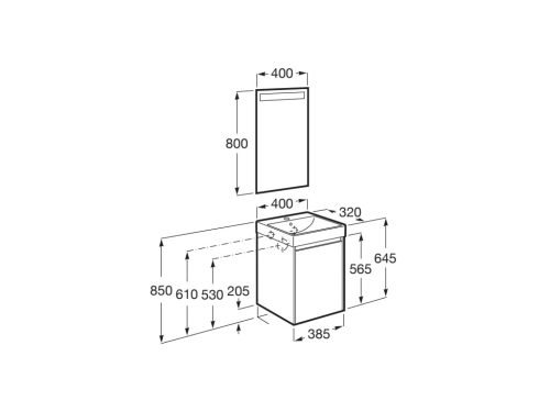 Komplett bútor, Roca Ona A851695512 mosdószekrény Pack mosdóval, tükörrel, világos tölgy
