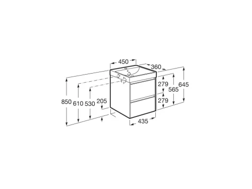 Alsó szekrény, Roca Ona A851681512 mosdószekrény mosdóval, világos tölgy
