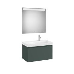   Komplett bútor, Roca Ona A851721513 mosdószekrény Pack jobbos mosdóval, tükörrel, matt zöld