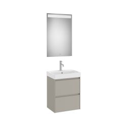   Komplett bútor, Roca Ona A851698510 kompakt mosdószekrény Pack mosdóval, tükörrel, matt szürke