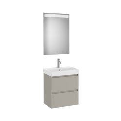   Komplett bútor, Roca Ona A851699510 kompakt mosdószekrény Pack mosdóval, tükörrel, matt szürke