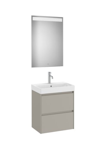 Komplett bútor, Roca Ona A851699510 kompakt mosdószekrény Pack mosdóval, tükörrel, matt szürke