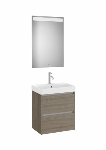 Komplett bútor, Roca Ona A851699511 kompakt mosdószekrény Pack mosdóval, tükörrel, sötét szilfa