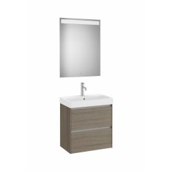   Komplett bútor, Roca Ona A851700511 kompakt mosdószekrény Pack mosdóval, tükörrel, sötét szilfa