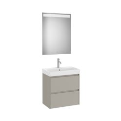   Komplett bútor, Roca Ona A851700510 kompakt mosdószekrény Pack mosdóval, tükörrel, matt szürke