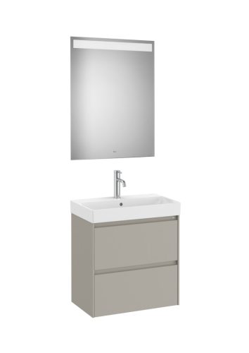 Komplett bútor, Roca Ona A851700510 kompakt mosdószekrény Pack mosdóval, tükörrel, matt szürke
