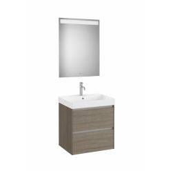   Komplett bútor, Roca Ona A851704511 mosdószekrény Pack mosdóval, tükörrel, sötét szilfa