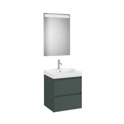   Komplett bútor, Roca Ona A851703513 mosdószekrény Pack mosdóval, tükörrel, matt zöld