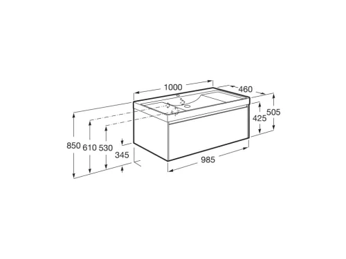 Alsó szekrény, Roca Ona A851686513 mosdószekrény mosdóval, matt zöld