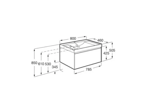 Alsó szekrény, Roca Ona A851685511 Unik mosdó+mosdószekrény középső medencével, sötét szil