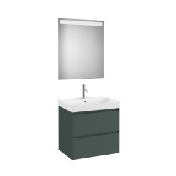   Komplett bútor, Roca Ona A851705513 mosdószekrény Pack mosdóval, tükörrel, matt zöld