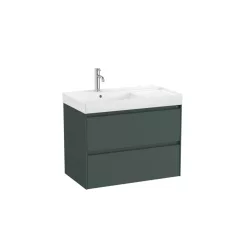   Alsó szekrény, Roca Ona A851692513 mosdószekrény mosdóval baloldali medencével, matt zöld