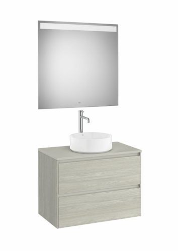 Komplett bútor, Roca Ona A851716512 mosdószekrény Pack tükörrel, középre ráültethető mosdóhoz, vi