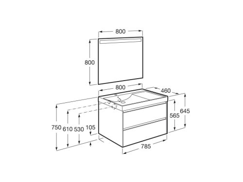 Komplett bútor, Roca Ona A851708513 mosdószekrény Pack balos mosdóval, tükörrel, matt zöld