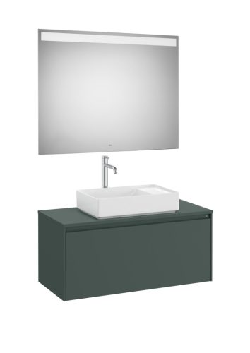 Komplett bútor, Roca Ona A851714513 mosdószekrény Pack ráültethető mosdóhoz, tükörrel, matt zöld
