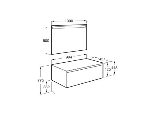 Komplett bútor, Roca Ona A851714513 mosdószekrény Pack ráültethető mosdóhoz, tükörrel, matt zöld