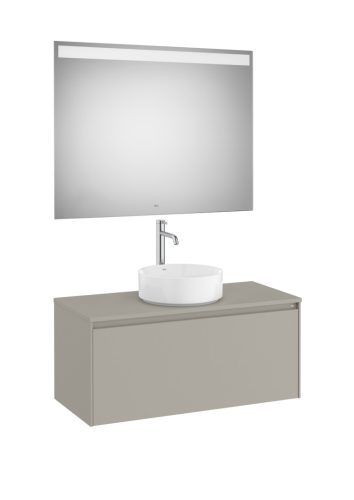 Komplett bútor, Roca Ona A851714510 mosdószekrény Pack ráültethető mosdóhoz, tükörrel, matt szürk