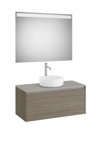 Komplett bútor, Roca Ona A851714511 mosdószekrény Pack ráültethető mosdóhoz, tükörrel, sötét szil