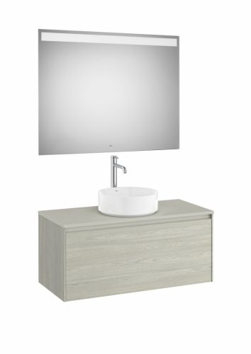 Komplett bútor, Roca Ona A851714512 mosdószekrény Pack ráültethető mosdóhoz, tükörrel, világos tö