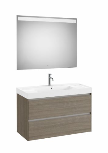 Komplett bútor, Roca Ona A851709511 mosdószekrény Pack tükörrel, mosdóval, sötét szilfa