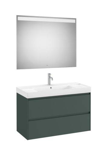 Komplett bútor, Roca Ona A851709513 mosdószekrény Pack tükörrel, mosdóval, matt zöld
