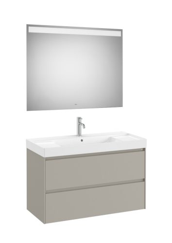 Komplett bútor, Roca Ona A851709510 mosdószekrény Pack tükörrel, mosdóval, matt szürke