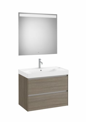 Komplett bútor, Roca Ona A851707511 Unik mosdó+mosdószekrény tükörrel, sötét szil