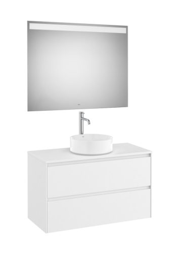 Komplett bútor, Roca Ona A851718509 mosdószekrény Pack ráültethető mosdóhoz, tükörrel, matt fehér