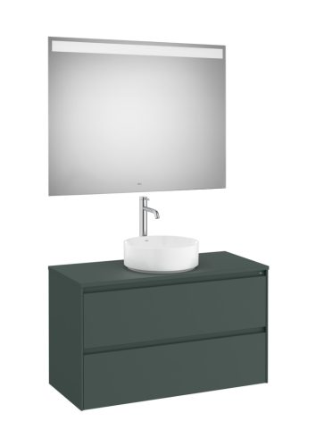 Komplett bútor, Roca Ona A851718513 mosdószekrény Pack ráültethető mosdóhoz, tükörrel, matt zöld