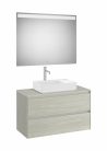 Komplett bútor, Roca Ona A851718512 mosdószekrény Pack ráültethető mosdóhoz, tükörrel, világos tö